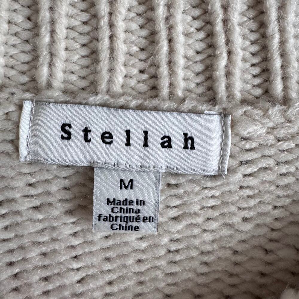 Stellah Floral Embroidered Cream Sweater Size Medium Oversized Fit - Picture 2 of 4